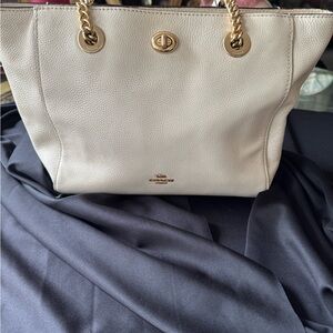 Coach Cream Leather Tote Bag